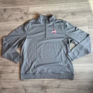 Cutter & Buck Ohio State Men’s Long Sleeve Quarter Zip Gray Micro Stripe XXL